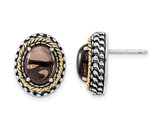 4.30 Carat (ctw) Oval Smoky Quartz Earrings in Oval Sterling Silver